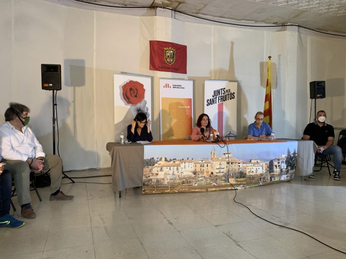 Cristina Múrcia, Àdria Mazcuñan i Vicenç Llorens, líders de PSC, ERC i Junts a Sant Fruitós.